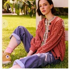 THE GREAT. The Mountainside retro cardigan bobble sweater in Malt NWT Size 1